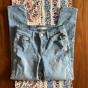 Levi’s 711 Skinny embroidered light wash jeans 24 low rise